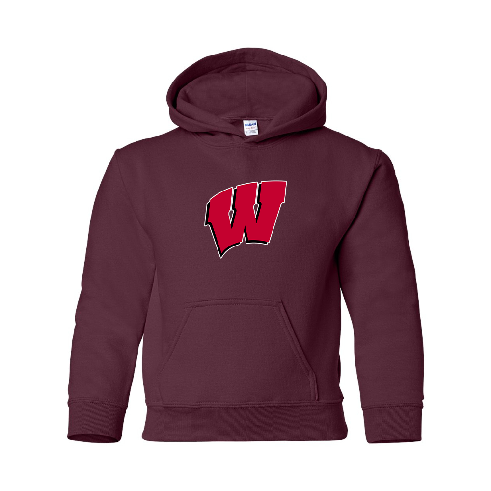 Youth Wisconsin Badgers Gildan Heavy Blend  Hooded Sweatshirt