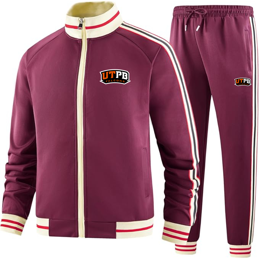 Men's UTPB Falcons Tracksuit with Bold Striped Accents and Zippered Front