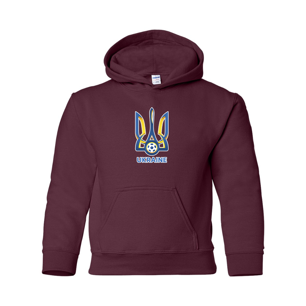 Youth Ukraine National Football Soccer Team Gildan Heavy Blend  Hooded Sweatshirt