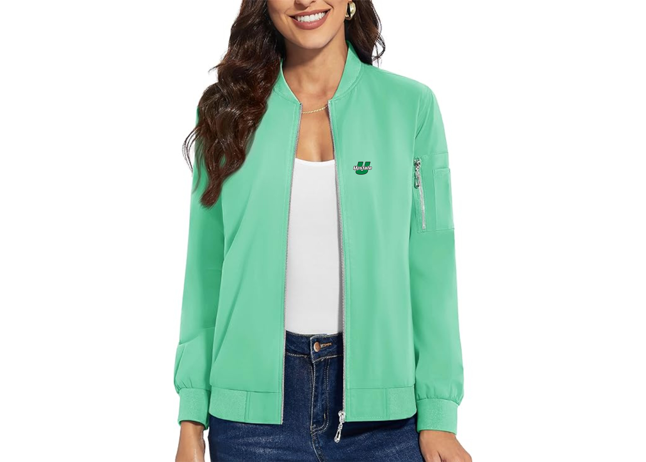 Women's USC Upstate Spartans Premium Bomber Jacket with Polished Detailing and Functional Sleeve Pocket Modern Luxury Outerwear