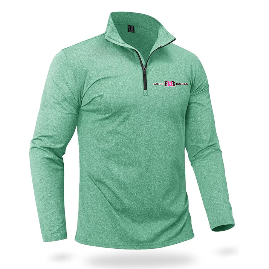 Men's Baskin-Rоbbins Boladeci Men_s Quarter Zip Pullover Premium Fleece Lined Heather Long Sleeve Golf Shirts Midweight 1_4 Half Zip Sweatshirts