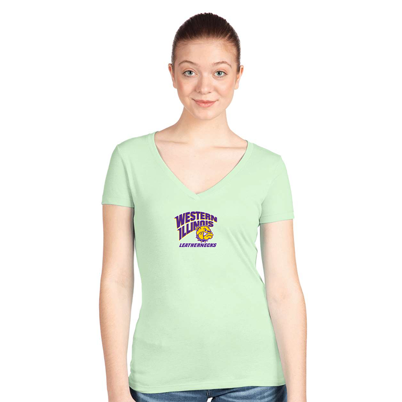 Women's Western Illinois Leathernecks  Next Level V-Neck T-Shirt