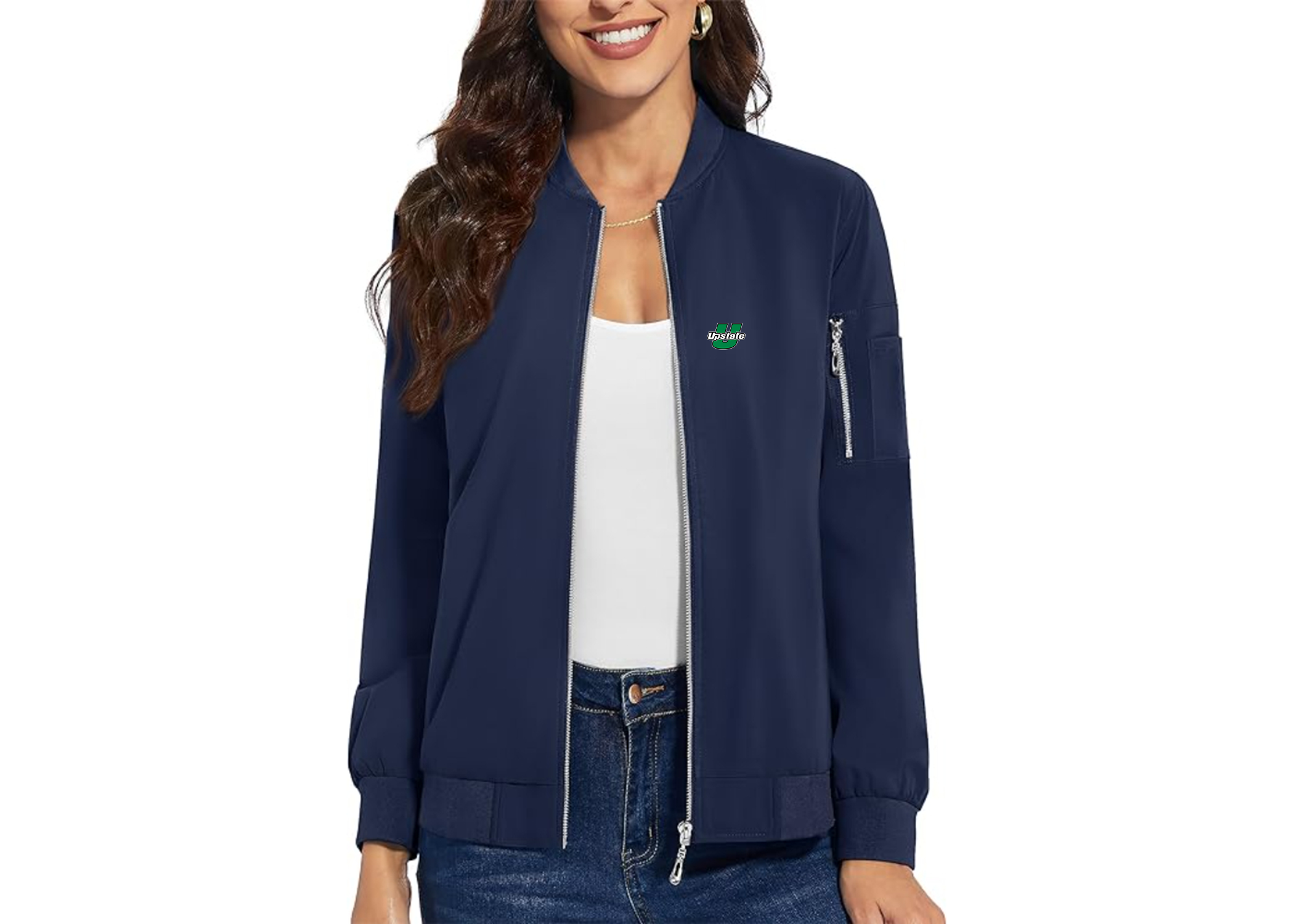 Women's USC Upstate Spartans Premium Bomber Jacket with Polished Detailing and Functional Sleeve Pocket Modern Luxury Outerwear