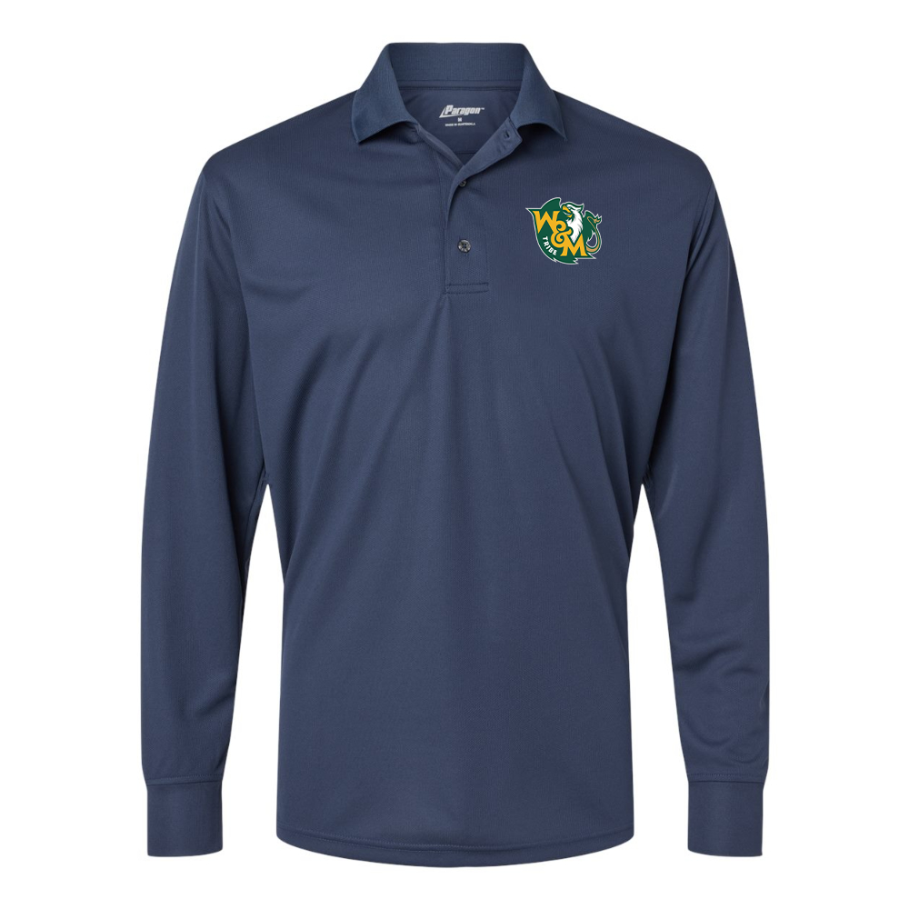Men's William and Mary Tribe  Paragon Prescott Long Sleeve Polo
