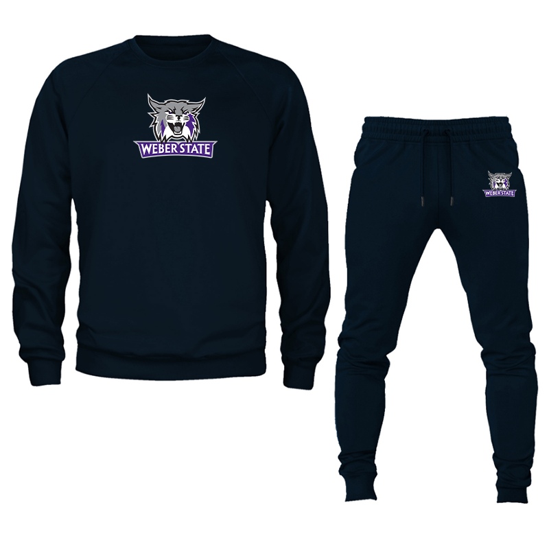 Men's Weber State Wildcats Crewneck Sweatshirt Joggers Suit