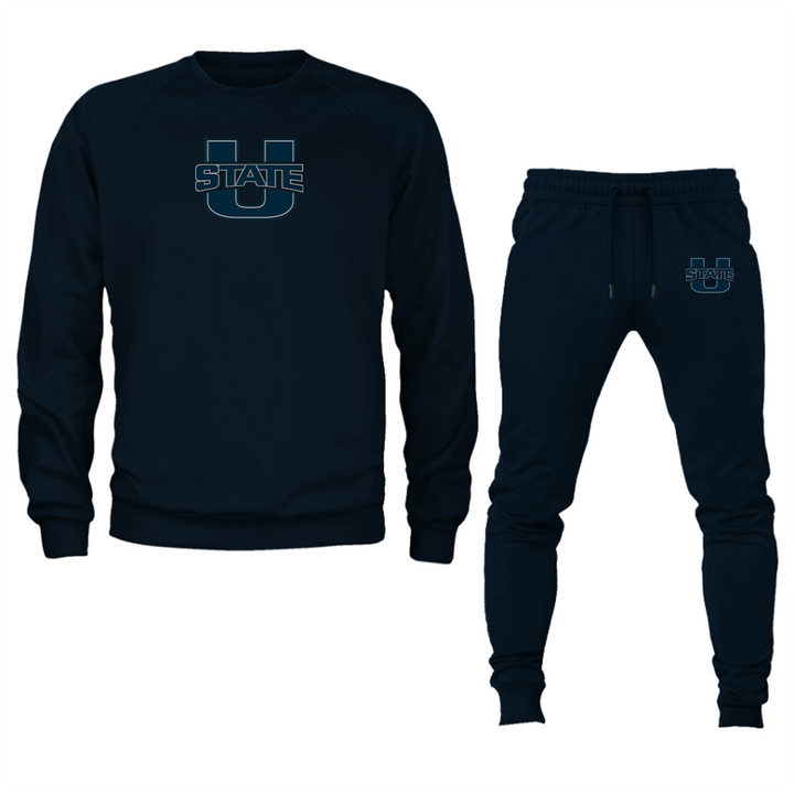 Men's Utah State Aggies Crewneck Sweatshirt Joggers Suit
