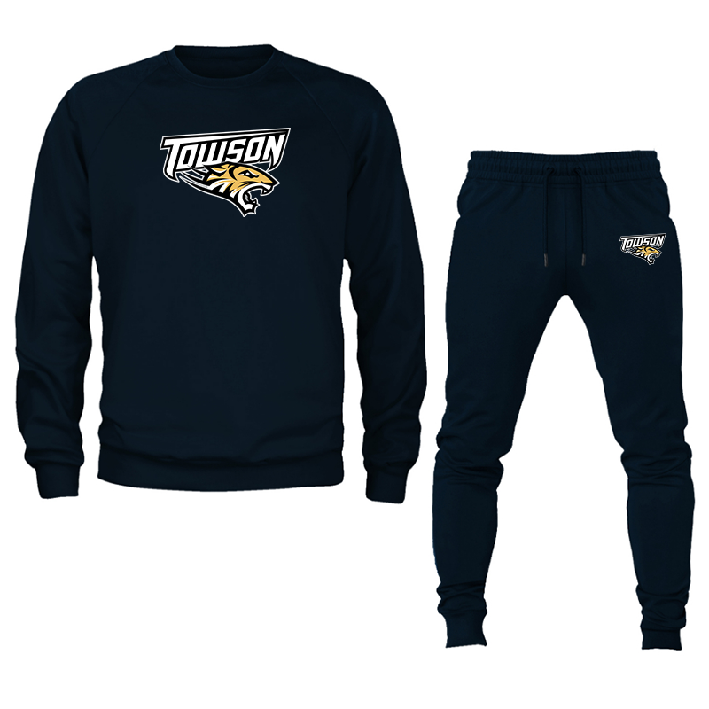 Men's Towson Tigers Crewneck Sweatshirt Joggers Suit