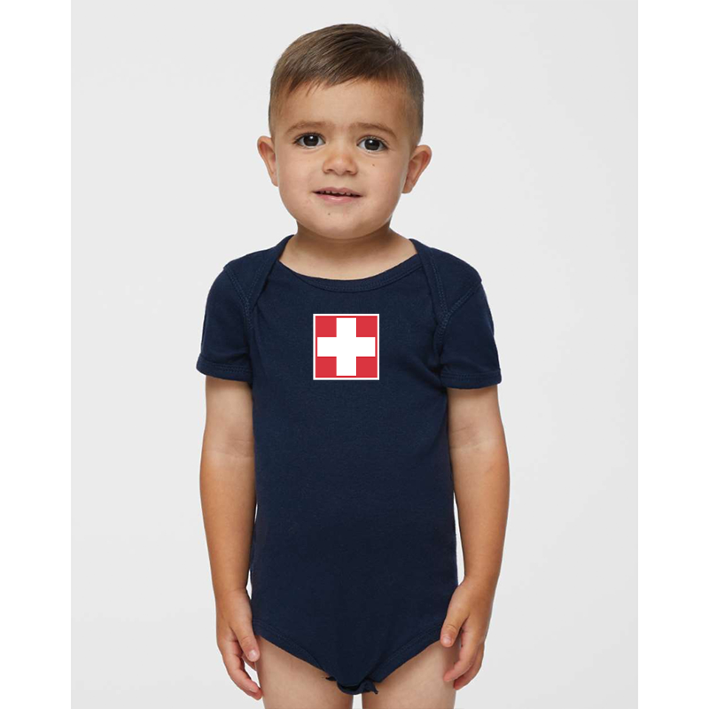 Switzerland National Football Soccer Team Rabbit Skins Infant Baby Rib Bodysuit
