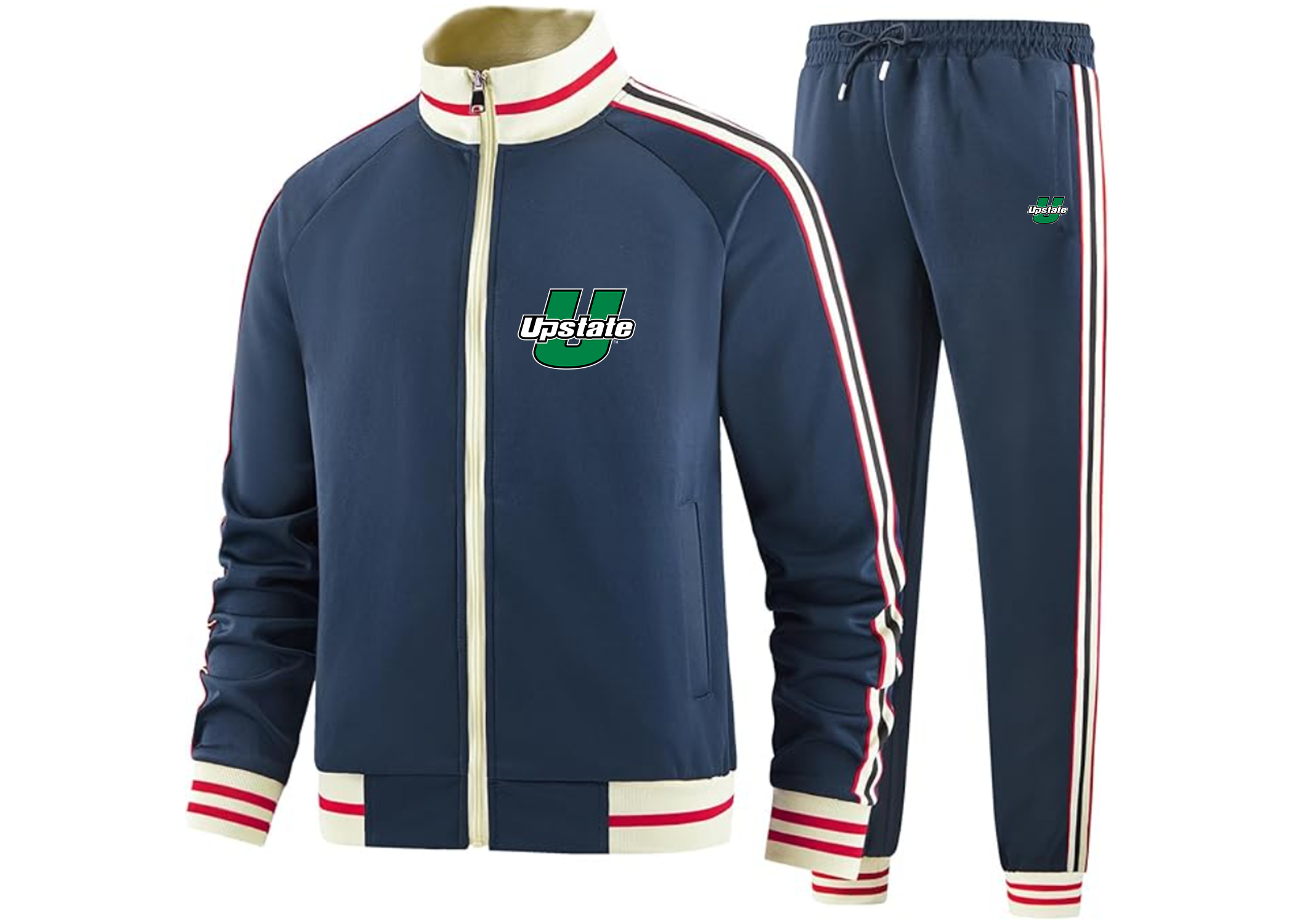 Men's USC Upstate Spartans Two Piece Designer Tracksuit with Bold Striped Accents and Zippered Front Elevated Athletic Wear