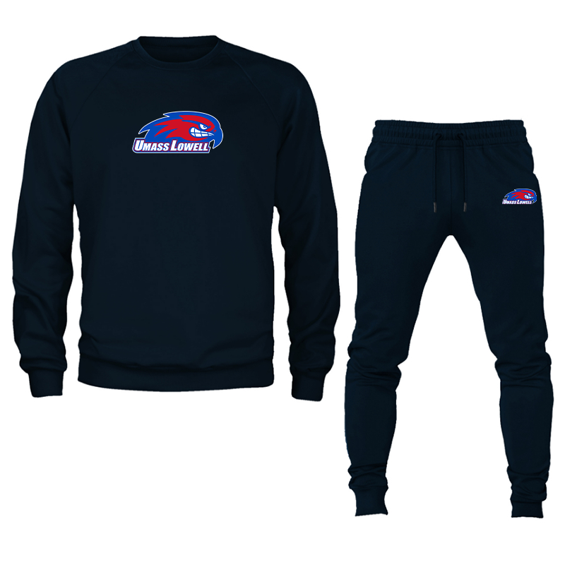 Men's UMass Lowell River Hawks Crewneck Sweatshirt Joggers Suit