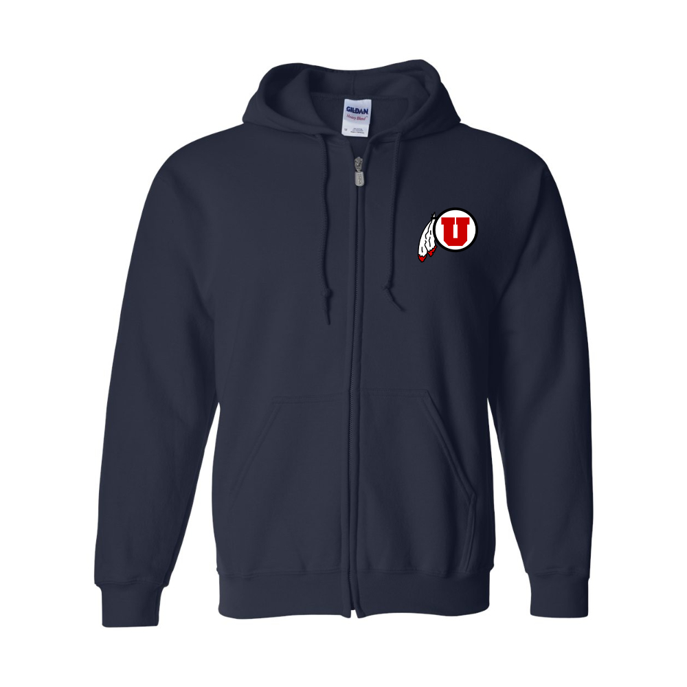 Men's  Utah Utes Gildan  Heavy Blend Full Zip Hooded Sweatshirt