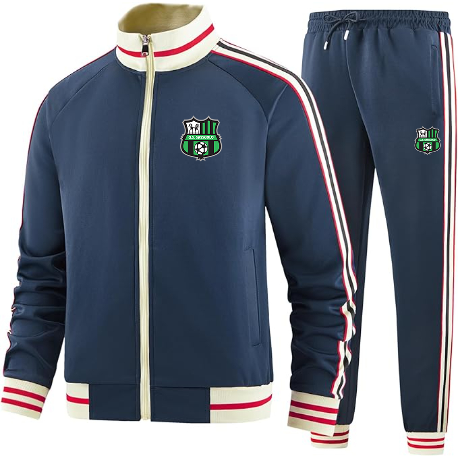 Men's  U.S. Sassuolo Soccer   Tracksuit with Bold Striped Accents and Zippered Front