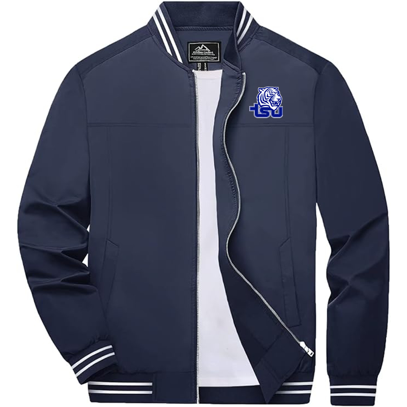 Men's  Tennessee State Tigers Zip-Up Bomber Jacket Ribbed Collar and Cuffs Outerwear