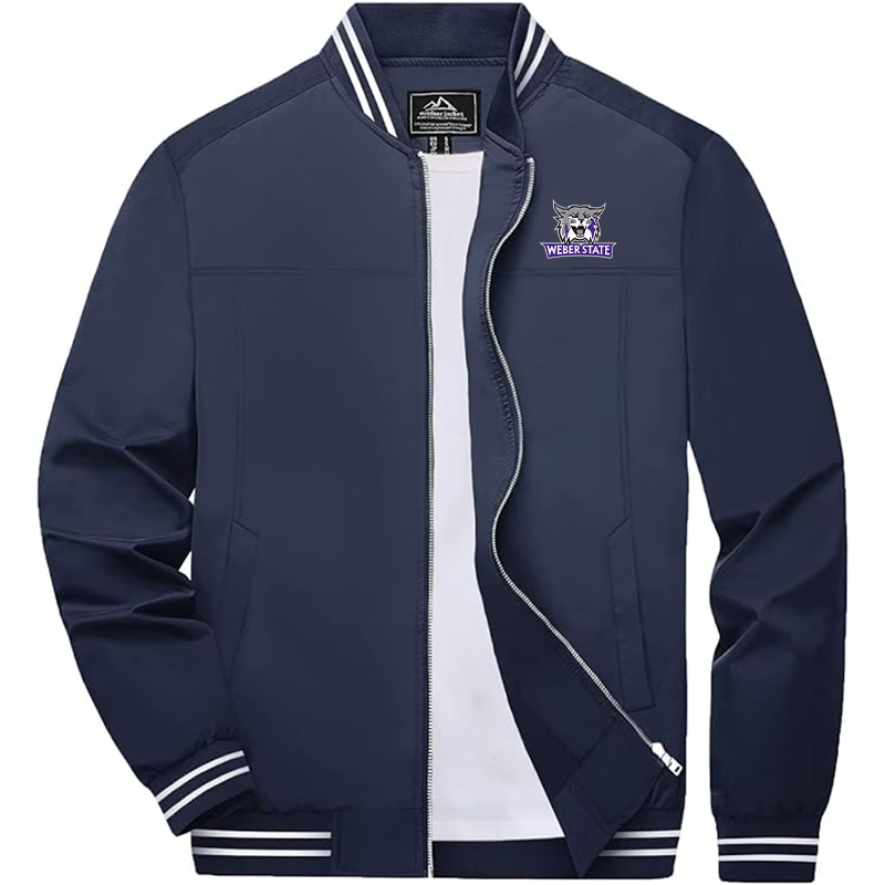 Men's Weber State Wildcats Zip-Up Bomber Jacket  Ribbed Collar and Cuffs Outerwear