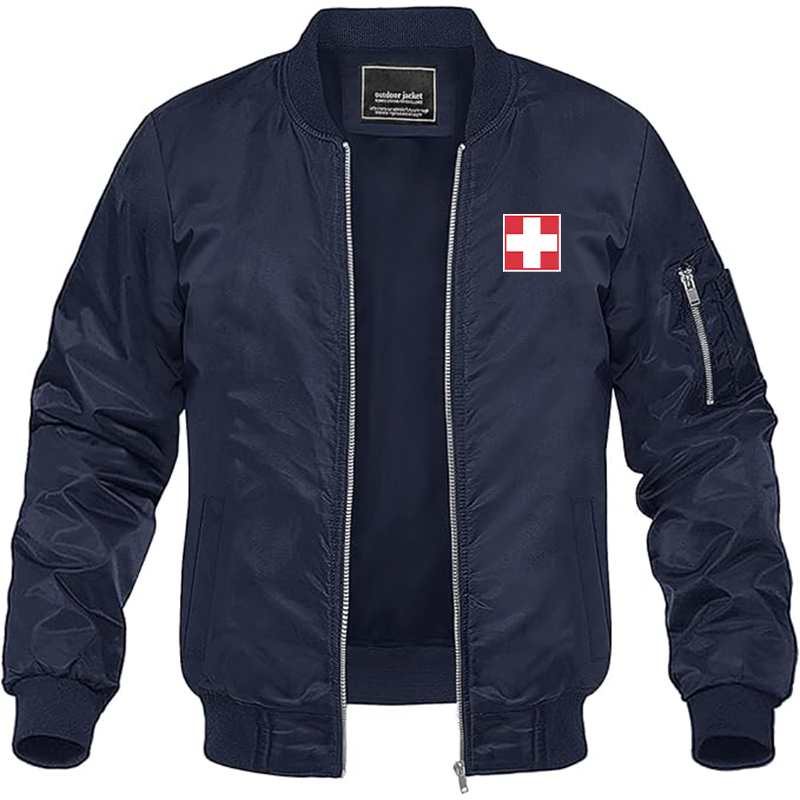 Men's  Switzerland National Football Soccer Team  Lightweight Bomber Jacket Windbreaker Softshell Varsity Jacket Coat