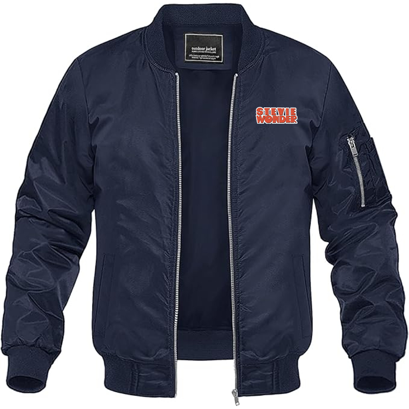 Men's Stevie-Wonder Lightweight Bomber Jacket Windbreaker Softshell Varsity Jacket Coat