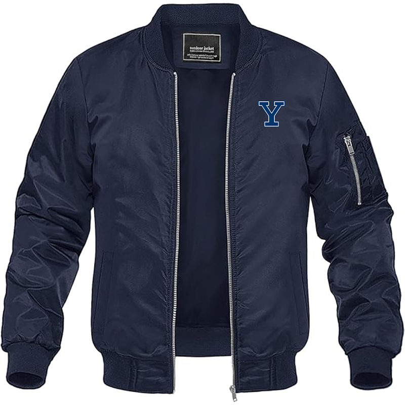 Men's Yale Bulldogs Lightweight Bomber Jacket Windbreaker Softshell Varsity Jacket Coat