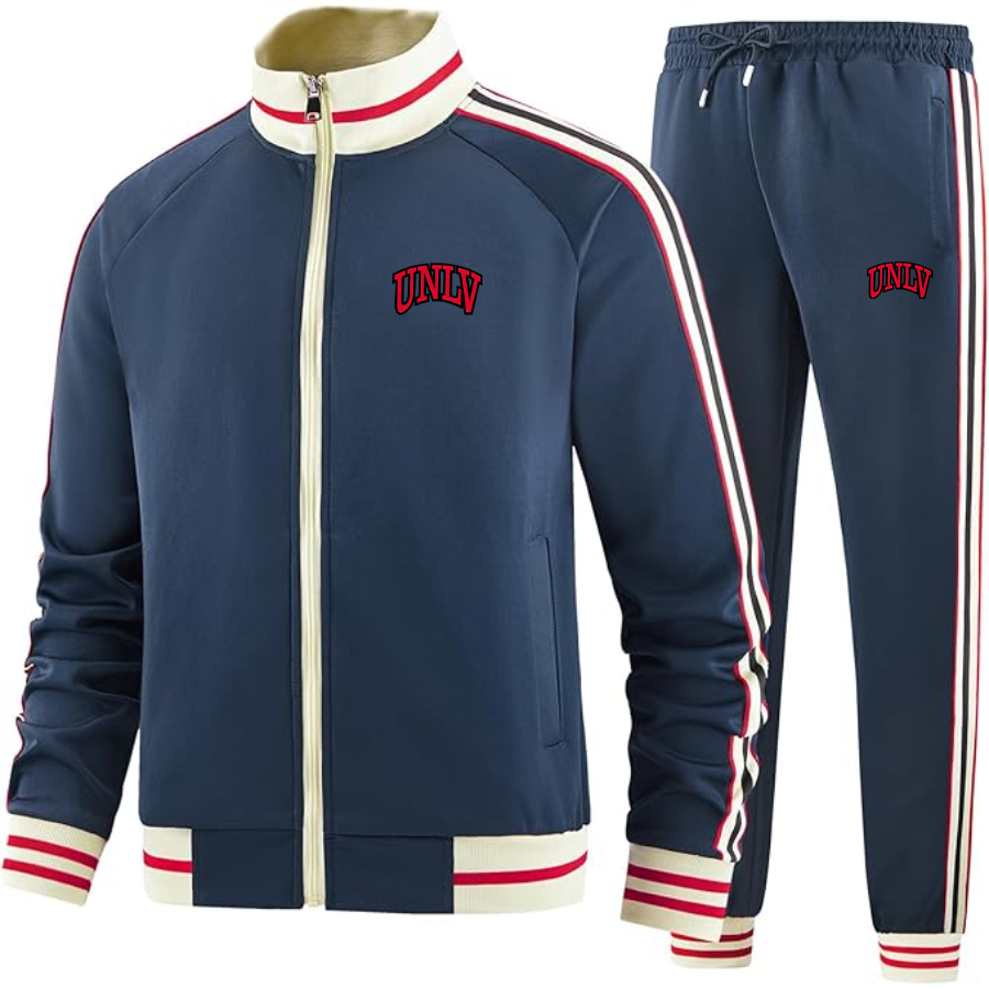 Men's  UNLV Rebels Tracksuit with Bold Striped Accents and Zippered Front
