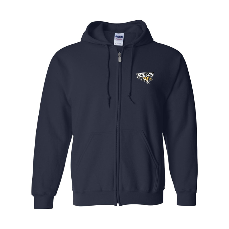 Men's Towson Tigers Gildan  Heavy Blend Full Zip Hooded Sweatshirt