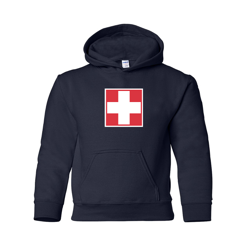 Youth Switzerland National Football Soccer Team  Gildan Heavy Blend  Hooded Sweatshirt