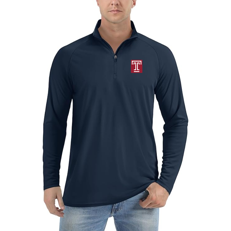 Men's Temple Owls Lightweight Quarter-Zip Athletic Shirt Long Sleeve Performance
