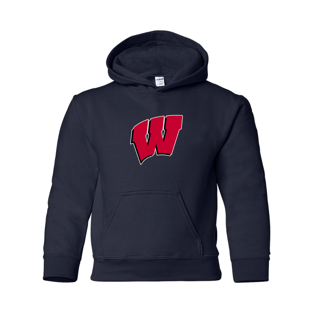 Youth Wisconsin Badgers Gildan Heavy Blend  Hooded Sweatshirt