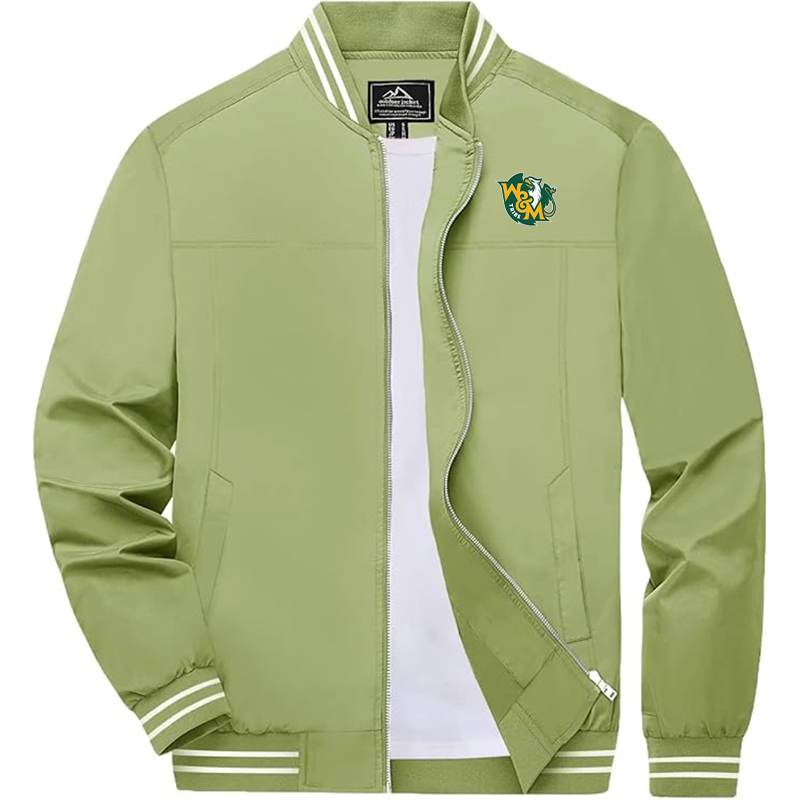 Men's   William and Mary Tribe  Lightweight Zip-Up Bomber Jacket  Ribbed Collar and Cuffs Outerwear
