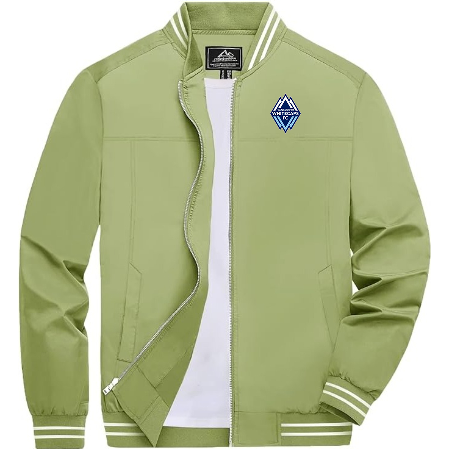 Men's Vancouver Whitecaps FC Lightweight Zip-Up Bomber Jacket  Ribbed Collar and Cuffs Outerwear