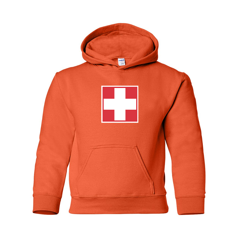 Youth Switzerland National Football Soccer Team  Gildan Heavy Blend  Hooded Sweatshirt