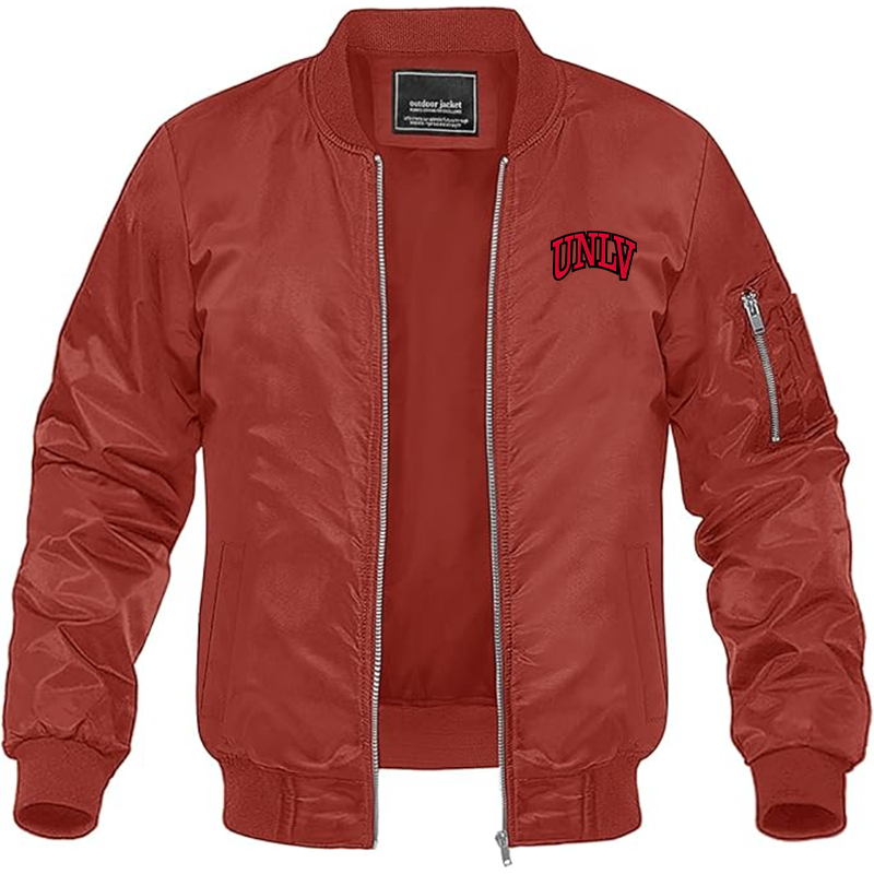Men's UNLV Rebels Lightweight Bomber Jacket Windbreaker Softshell Varsity Jacket Coat