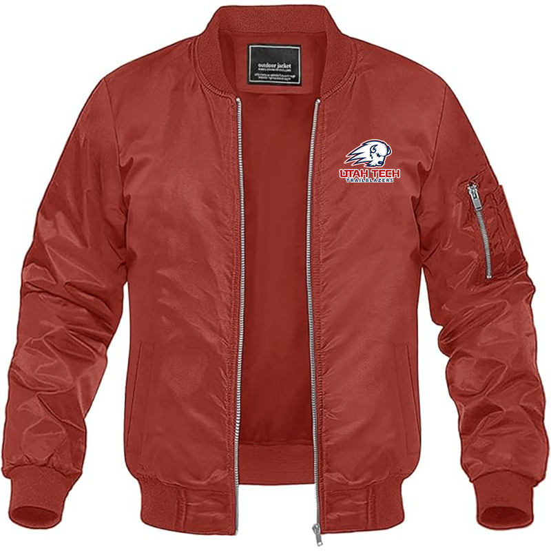 Men's Utah Tech Trailblazers Lightweight Bomber Jacket Windbreaker Softshell Varsity Jacket Coat
