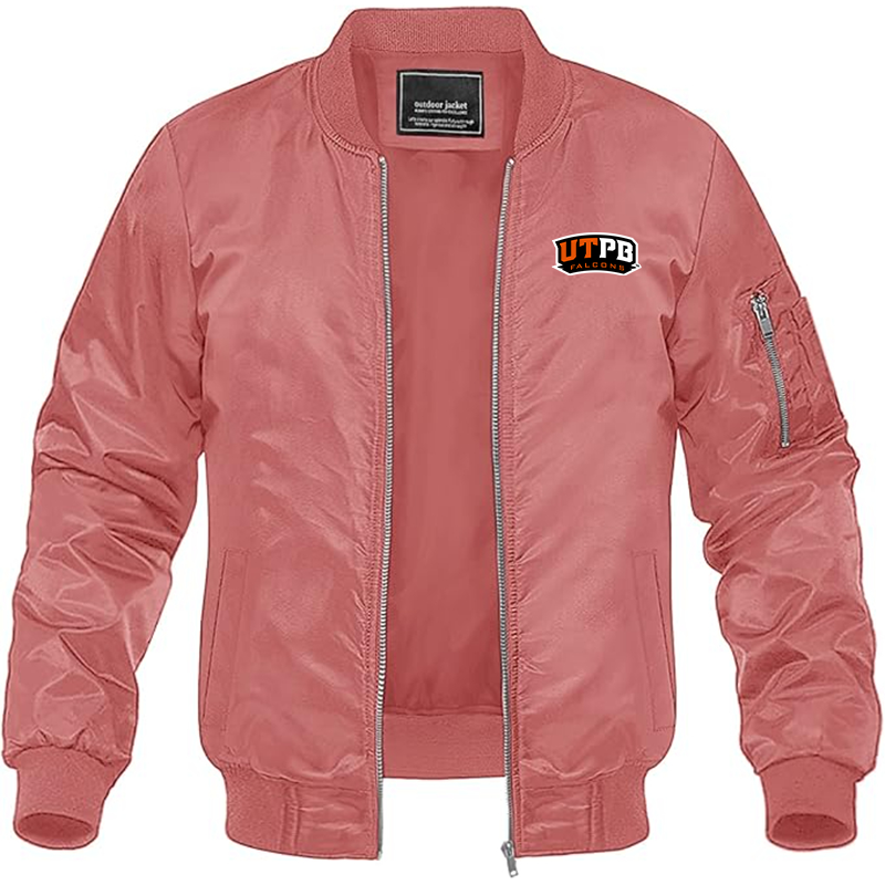 Men' UTRGV Vaqueros Lightweight Bomber Jacket Windbreaker Softshell Varsity Jacket Coat