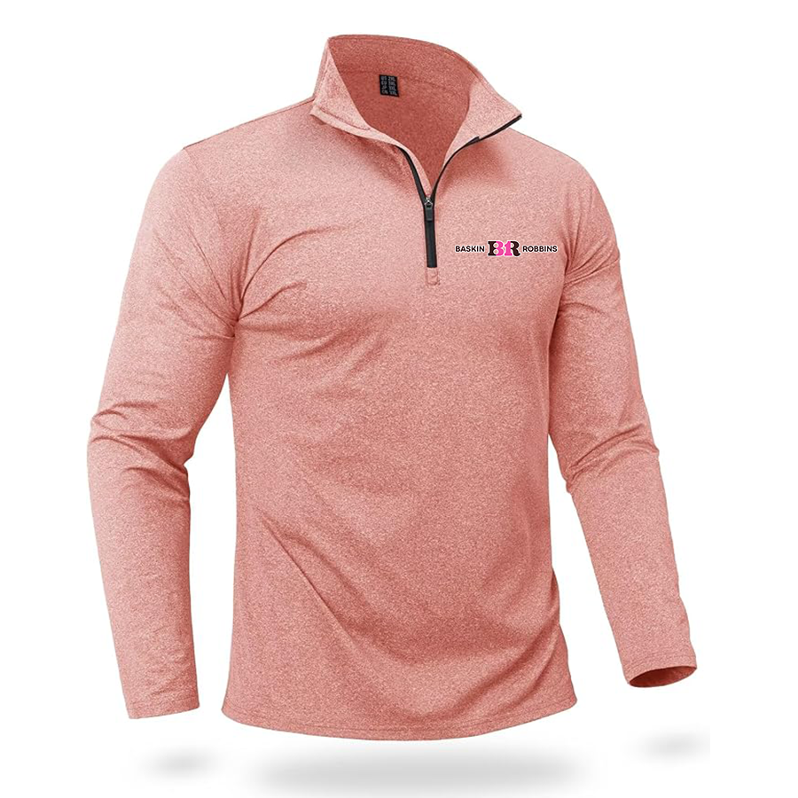Men's Baskin-Rоbbins Boladeci Men_s Quarter Zip Pullover Premium Fleece Lined Heather Long Sleeve Golf Shirts Midweight 1_4 Half Zip Sweatshirts