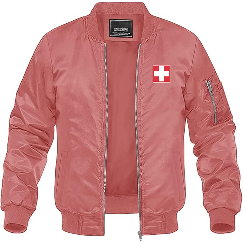 Men's  Switzerland National Football Soccer Team  Lightweight Bomber Jacket Windbreaker Softshell Varsity Jacket Coat