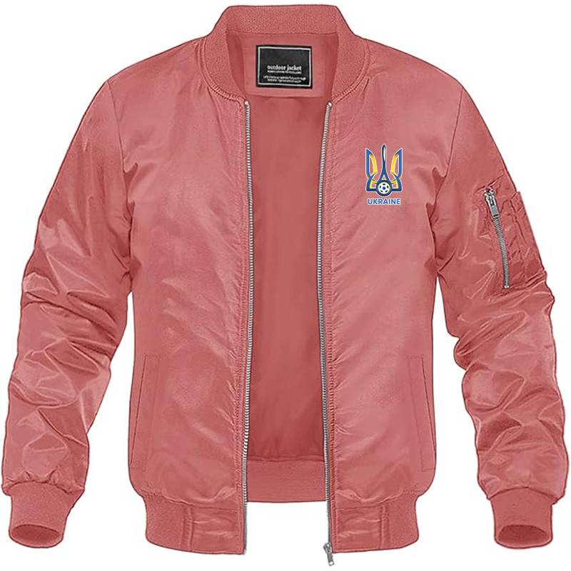 Men's Ukraine National Football Soccer Team Lightweight Bomber Jacket Windbreaker Softshell Varsity Jacket Coat