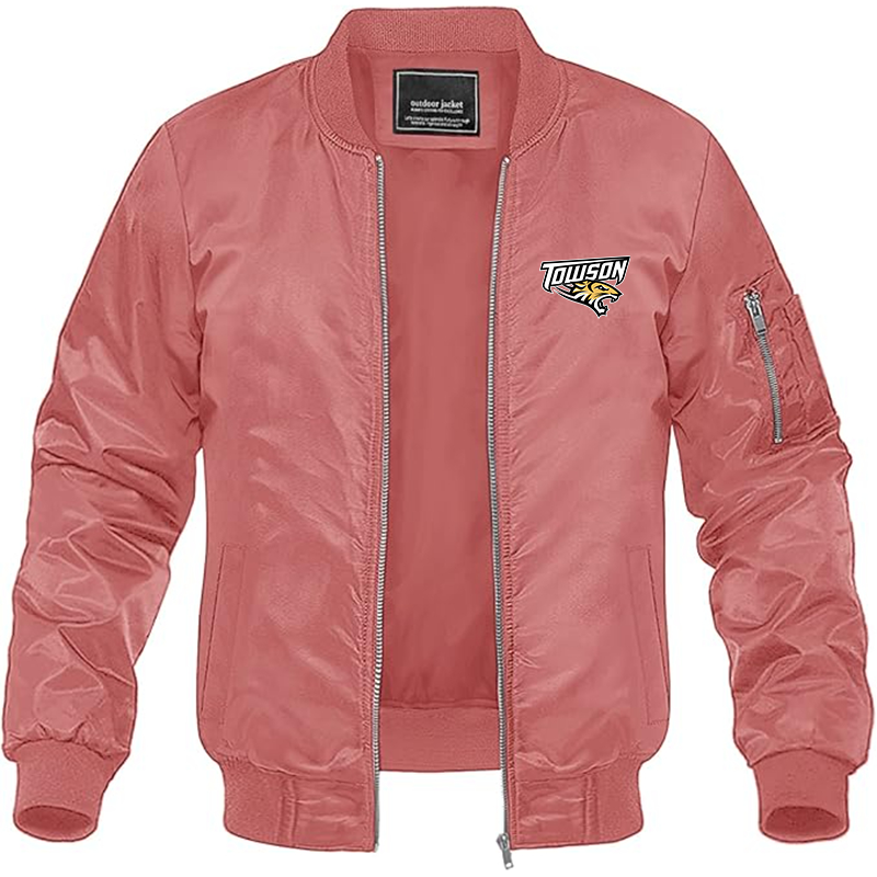 Men's Towson Tigers Lightweight Bomber Jacket Windbreaker Softshell Varsity Jacket Coat