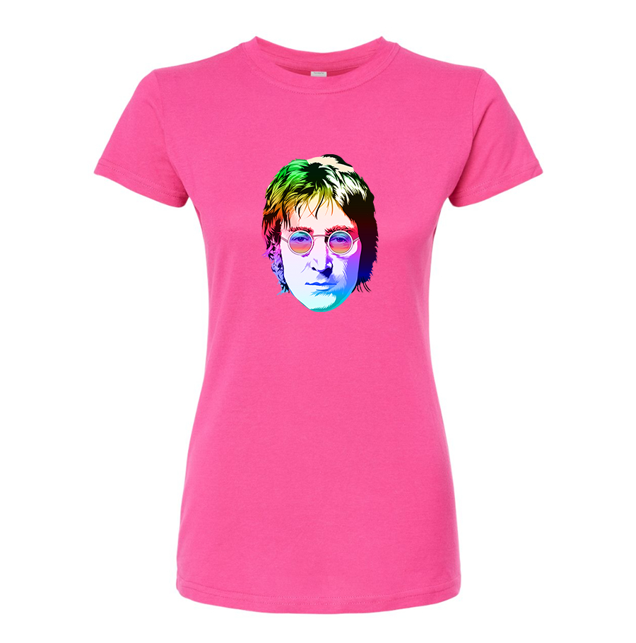Women’s John Lennon Face Art Music Round Neck T-Shirt