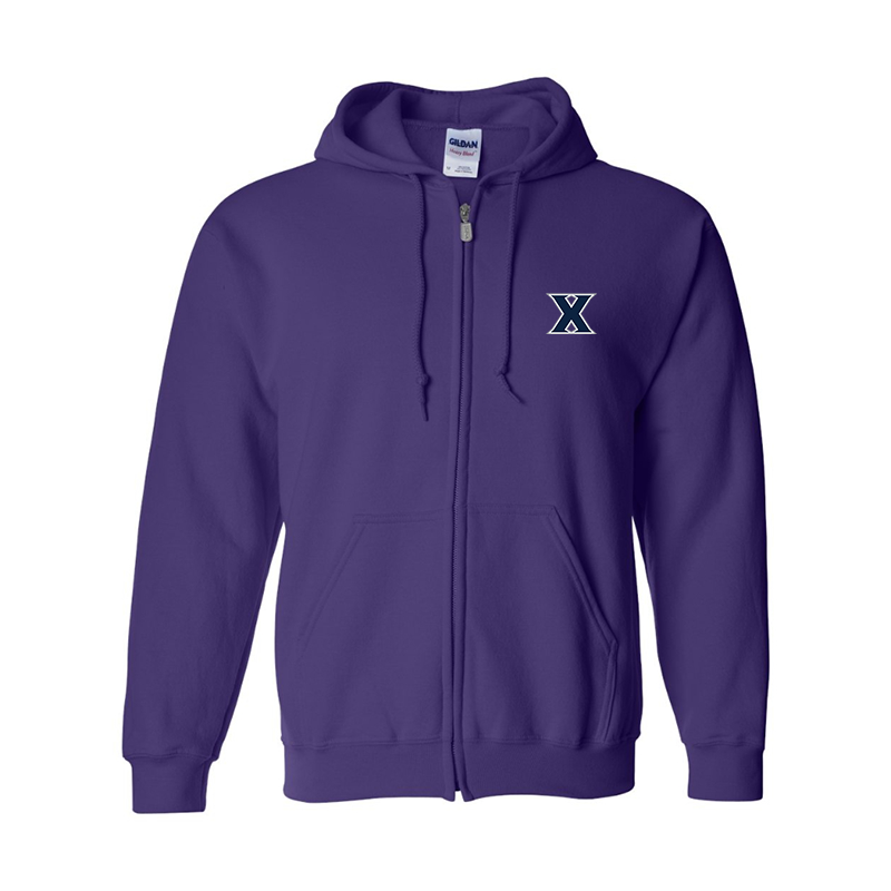Men's Xavier Musketeers Gildan  Heavy Blend Full Zip Hooded Sweatshirt