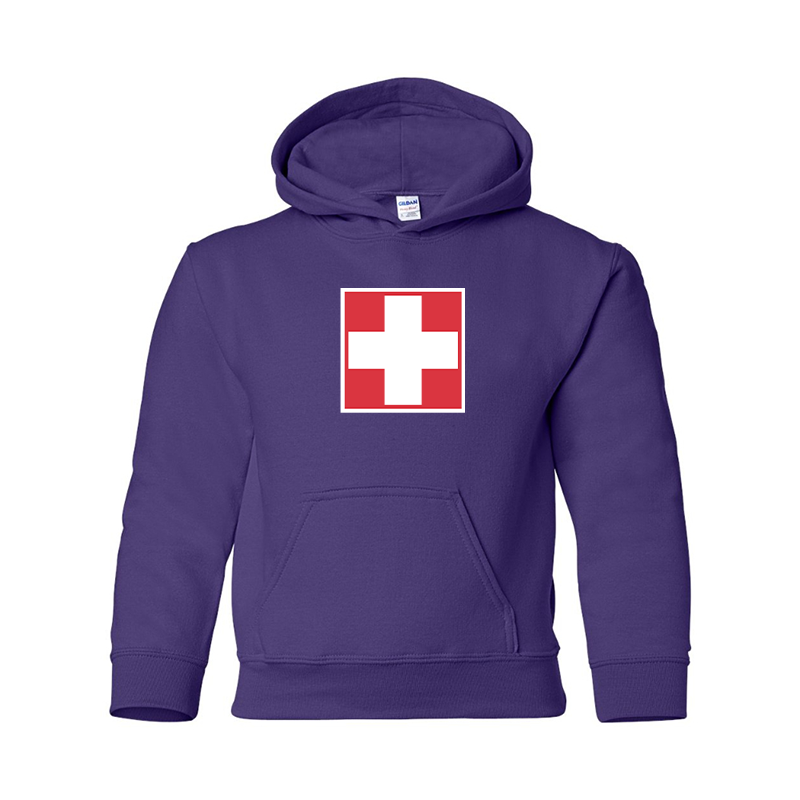 Youth Switzerland National Football Soccer Team  Gildan Heavy Blend  Hooded Sweatshirt