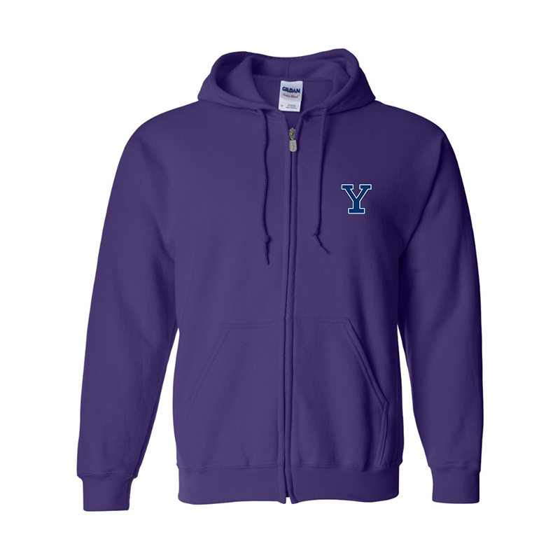 Men's Yale Bulldogs Gildan  Heavy Blend Full Zip Hooded Sweatshirt