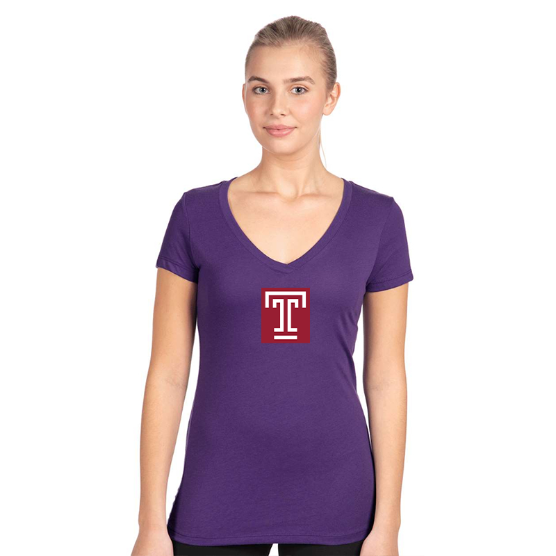 Women's Temple Owls  Next Level V-Neck T-Shirt