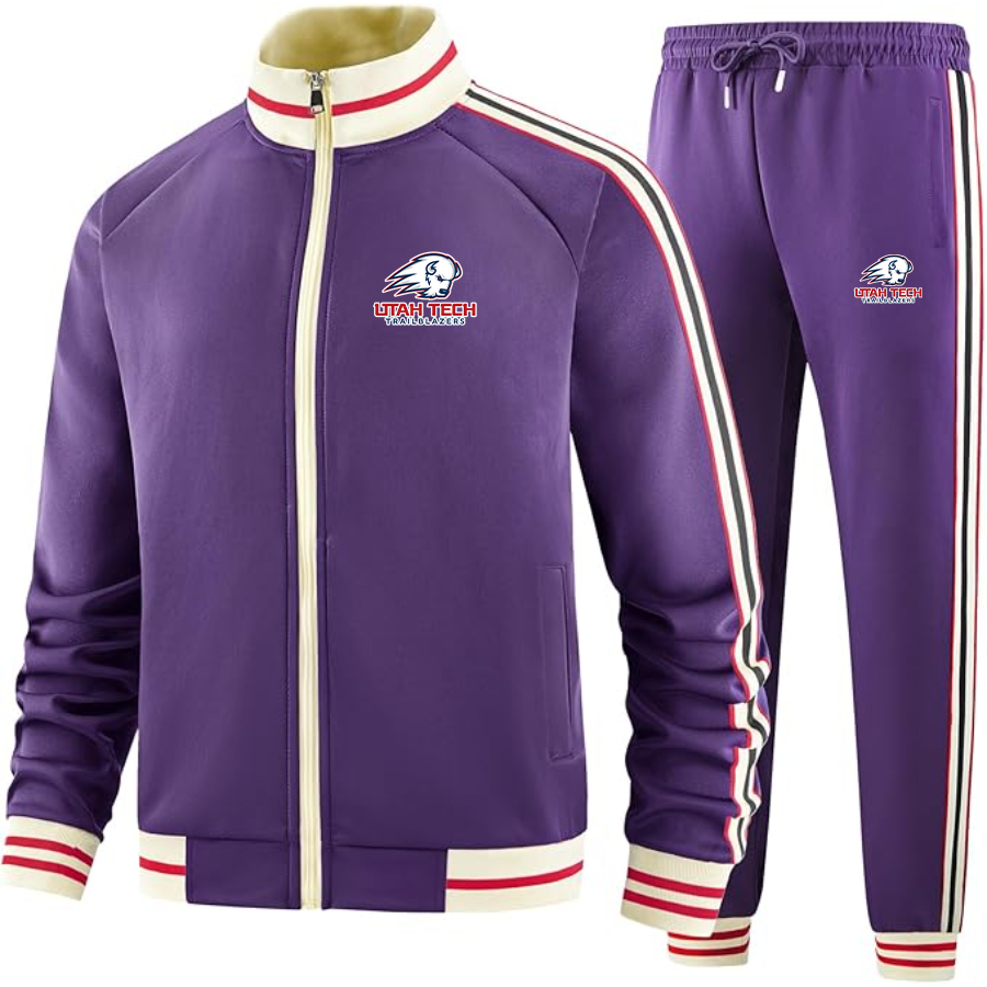 Men's  Utah Tech Trailblazers Tracksuit with Bold Striped Accents and Zippered Front