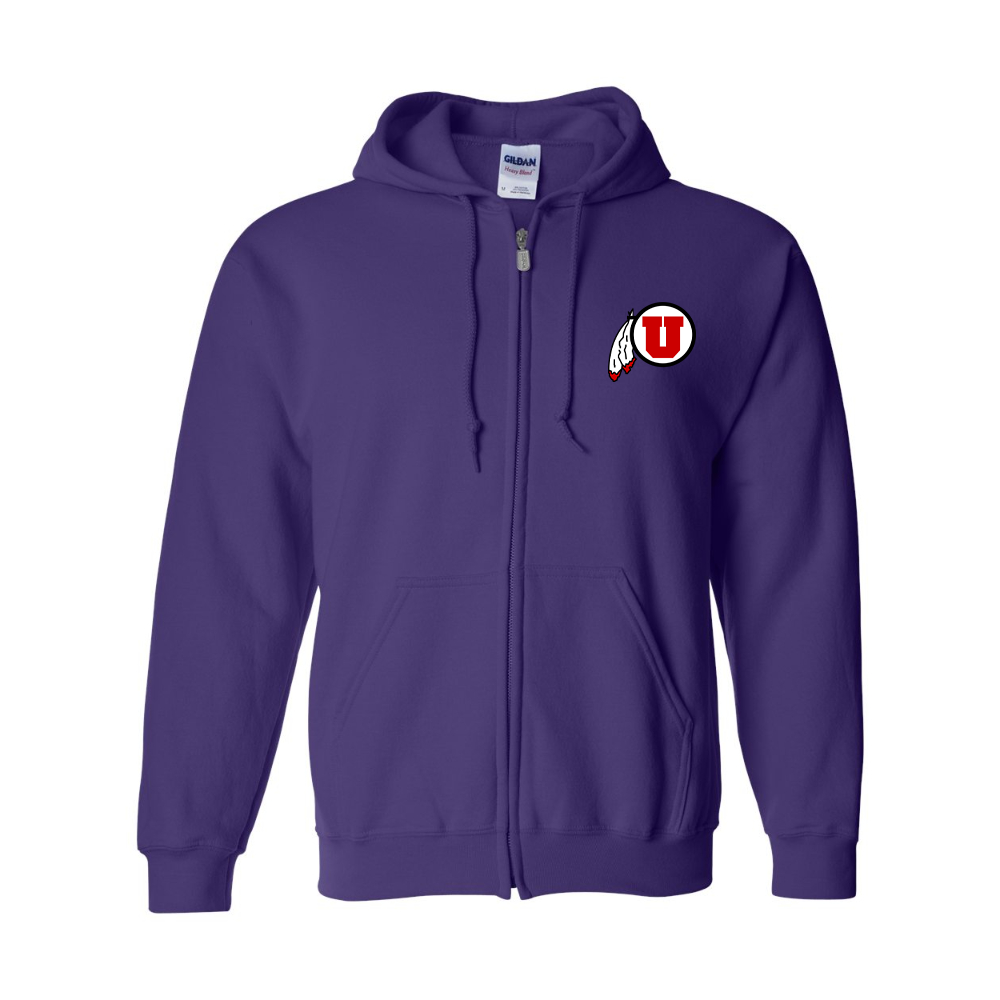 Men's  Utah Utes Gildan  Heavy Blend Full Zip Hooded Sweatshirt