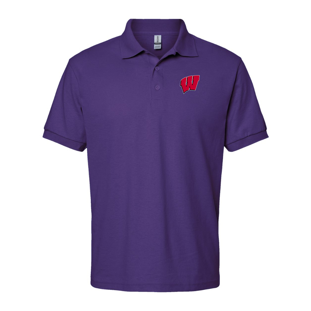 Men's Wisconsin Badgers Gildan Dry Blend Jersey Polo