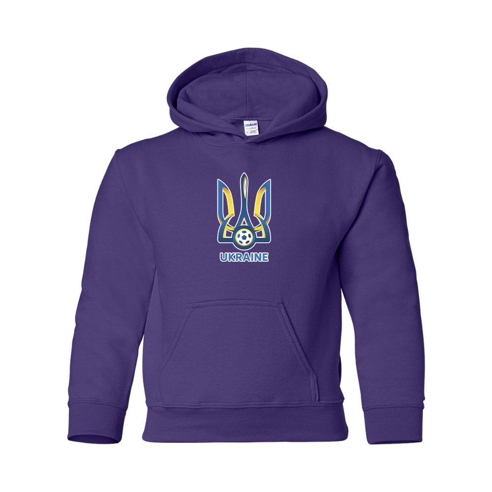 Youth Ukraine National Football Soccer Team Gildan Heavy Blend  Hooded Sweatshirt