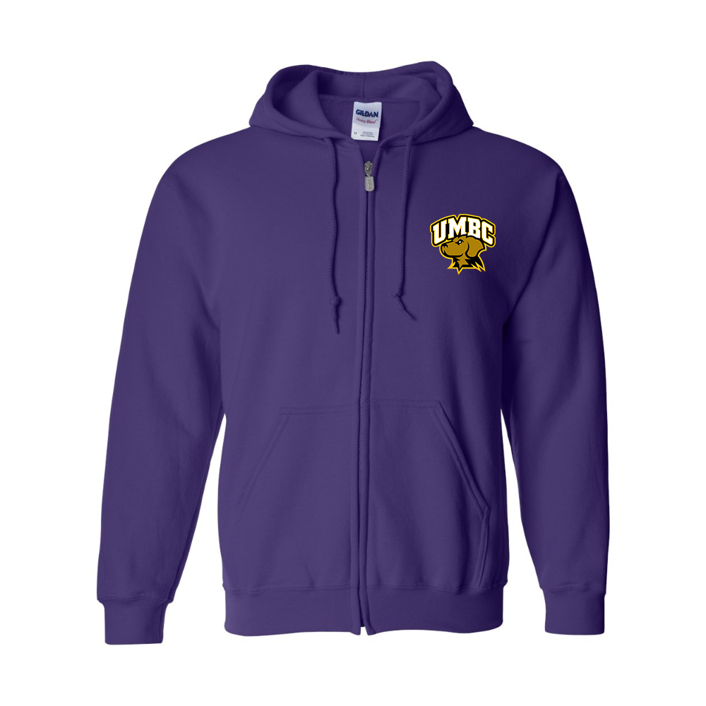 Men's UMBC Retrievers Gildan  Heavy Blend Full Zip Hooded Sweatshirt