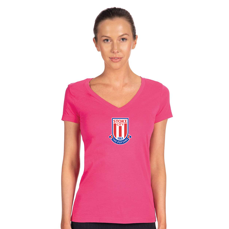 Women's Stoke City Soccer  Next Level V-Neck T-Shirt
