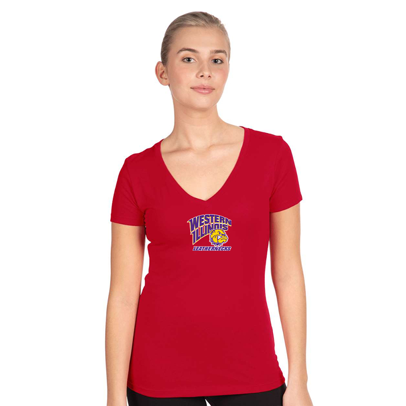 Women's Western Illinois Leathernecks  Next Level V-Neck T-Shirt