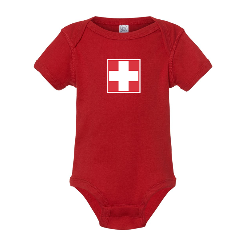 Switzerland National Football Soccer Team Rabbit Skins Infant Baby Rib Bodysuit