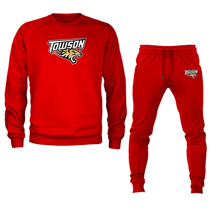 Men's Towson Tigers Crewneck Sweatshirt Joggers Suit